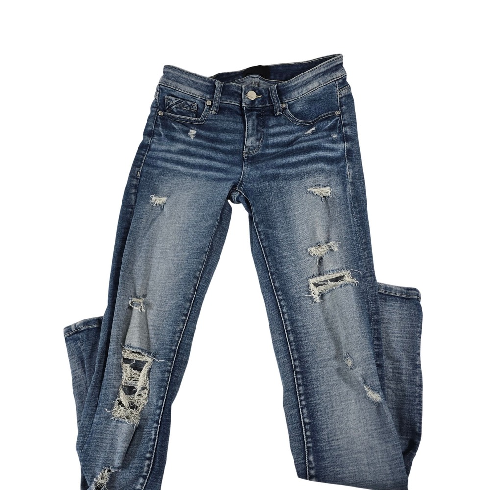 Buckle Black Fit No. 53 Skinny Jeans Distressed Medium Wash Denim Size 25